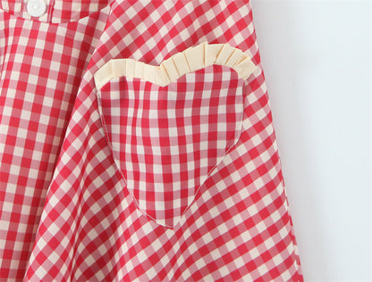 Sweet Halter Sleeveless Plaid Midi Dress