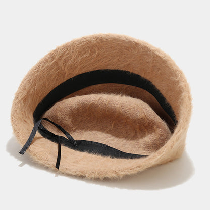 Soft Solid Color Fuzzy Warm Bucket Hat