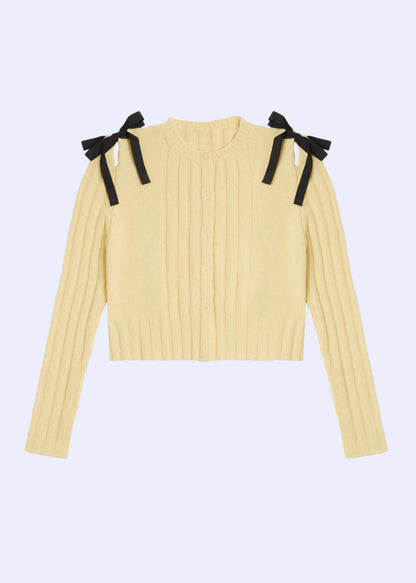 Simple Solid Color Bow Knot Knit Sweater