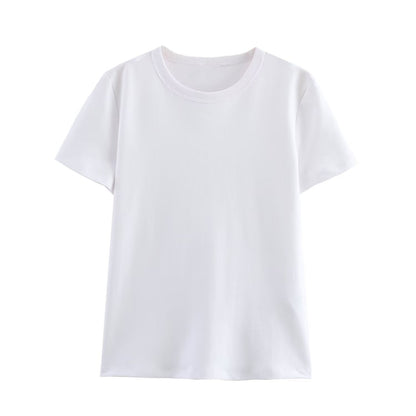 Simple Solid Color Round Neck T-Shirt