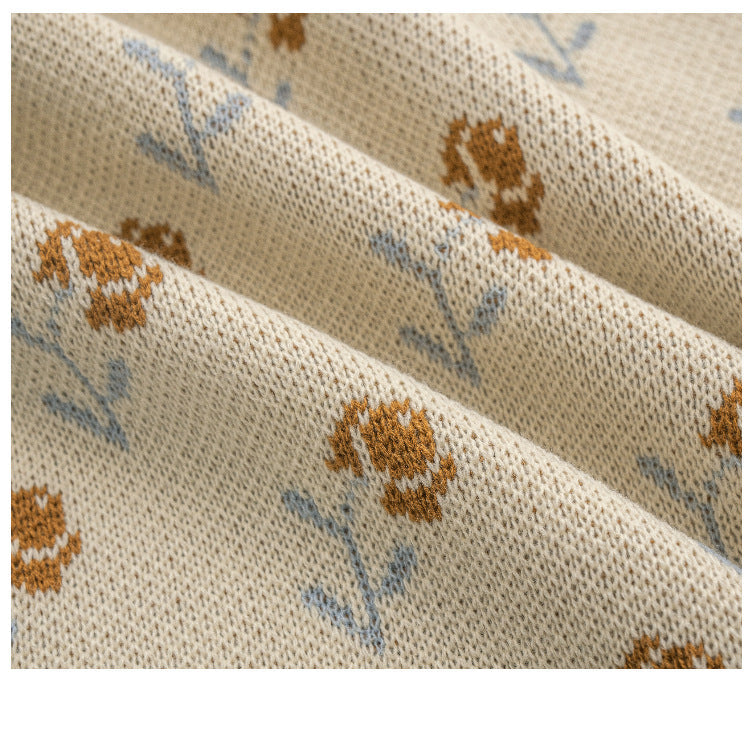 Elegant Floral Print Knit Soft Throw Blanket