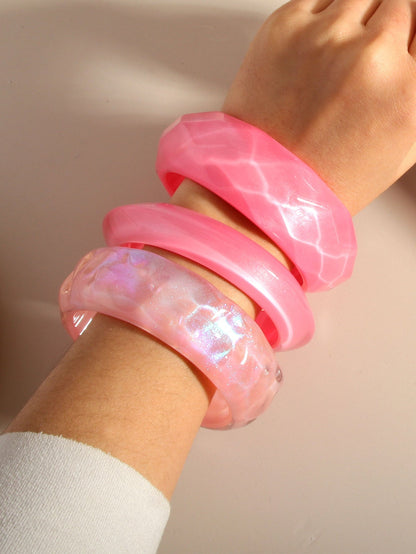 Pink Shiny Simple Acrylic Bracelets