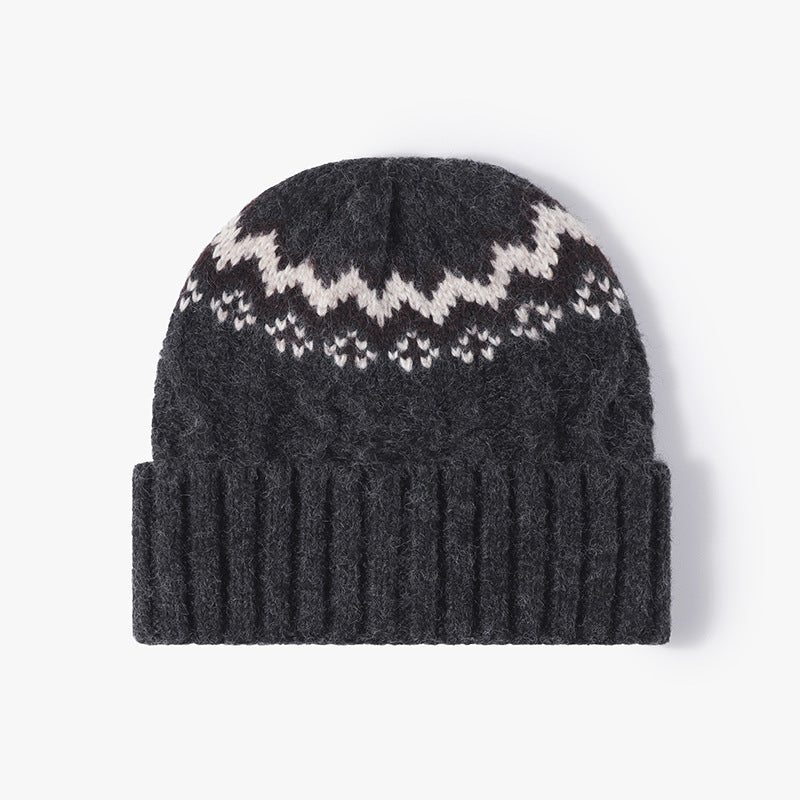 Contrast Color Twist Knit Beanie