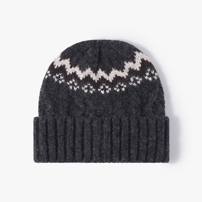 Contrast Color Twist Knit Beanie