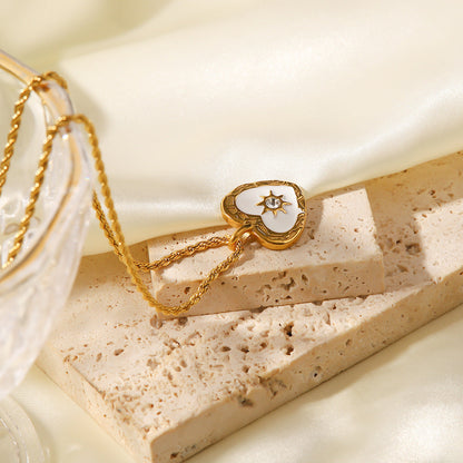 Stainless Steel Heart Zircon Pendant Necklace