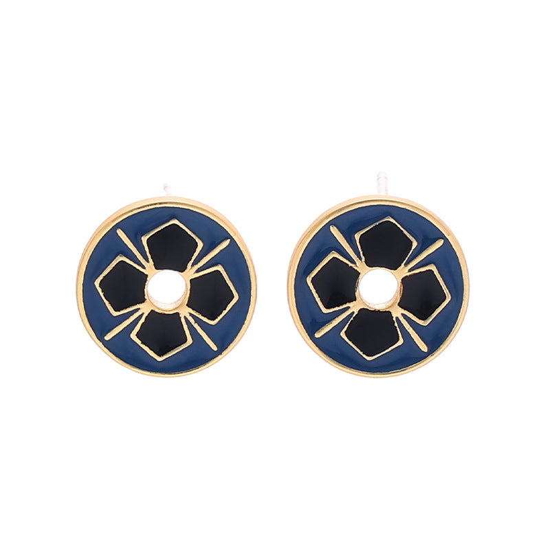 Vintage Geometric Floral Stud Earrings