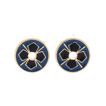 Vintage Geometric Floral Stud Earrings
