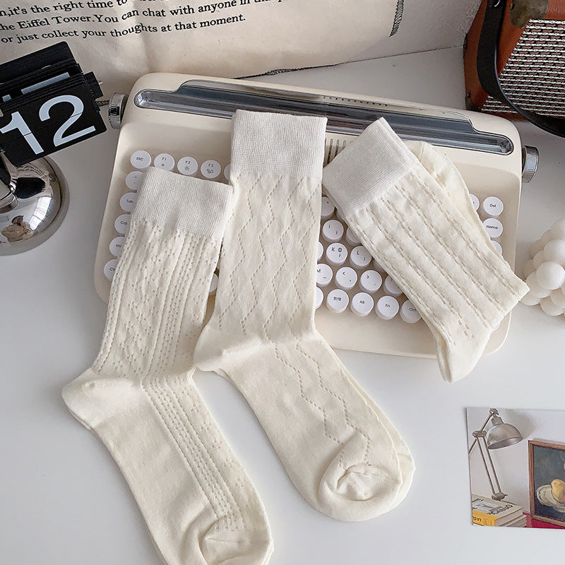 Solid Color Mesh Breathable Thin Socks