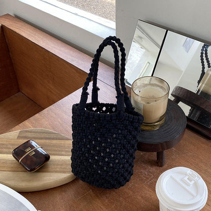 Hollow Out Simple Bucket Woven Bag
