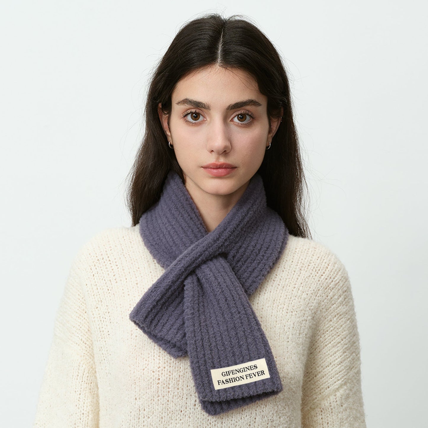 Solid Color Sweet Cross Short Knit Scarves