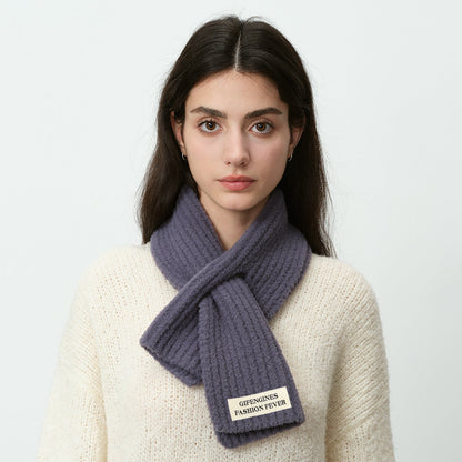 Solid Color Sweet Cross Short Knit Scarves