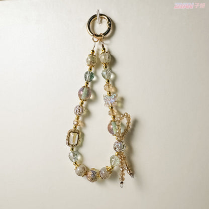 Vintage Crystal Beads Bow Keychain Bag Charm