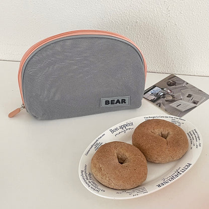 Half Moon Color Block Portable Make Up Bag