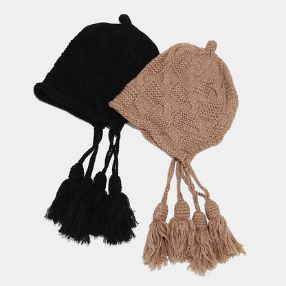 Cute Weave Tassel Cute Knit Cap