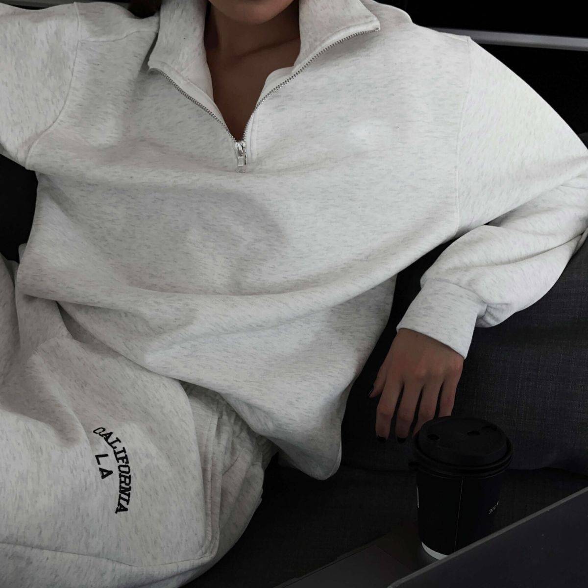 Casual Half Zipper Collared Long Sleeve Top