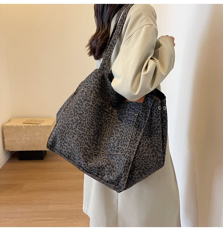 Leopaed Print Shoulder Bag Large Capacity Tote Bag