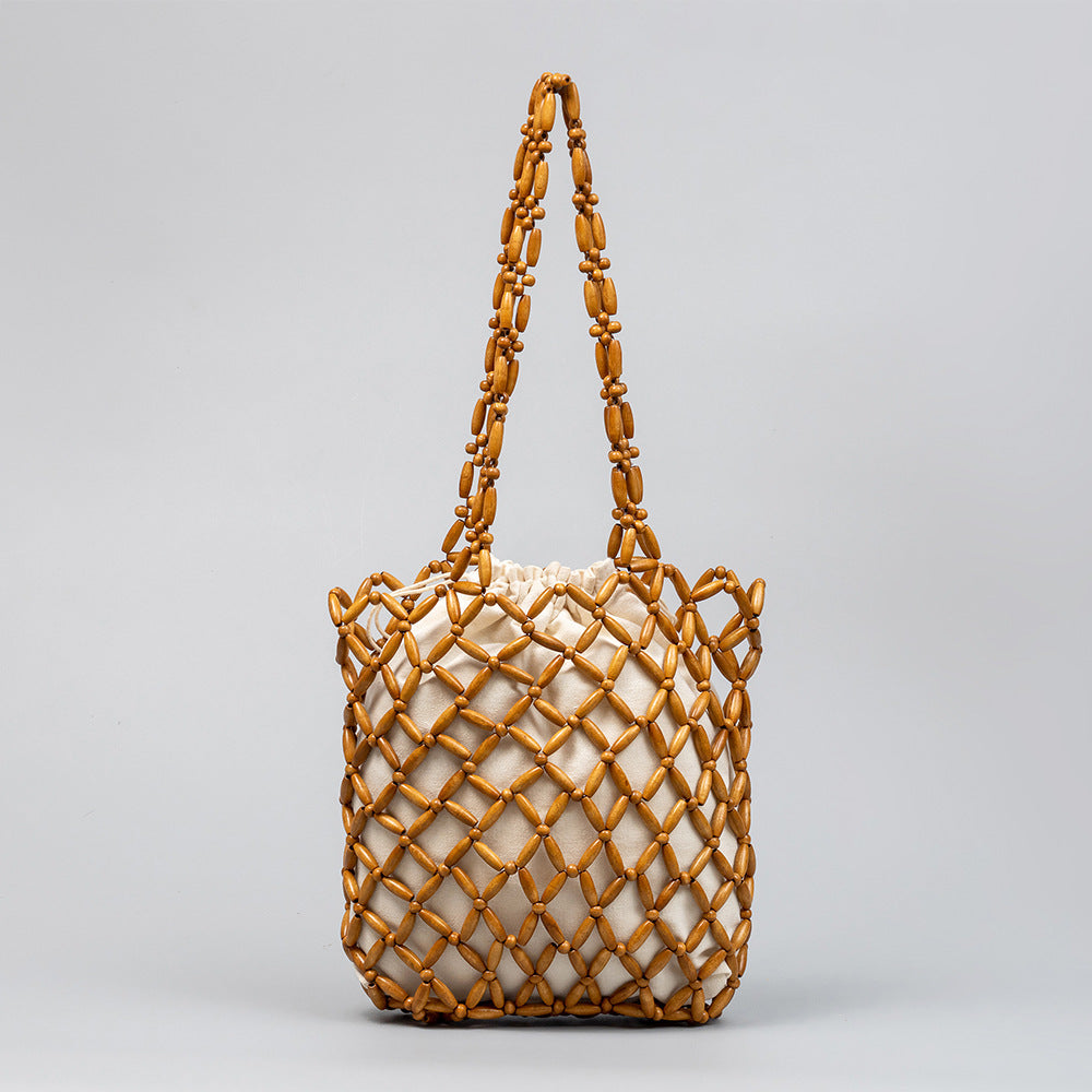 Wooden Bead Woven Handbags