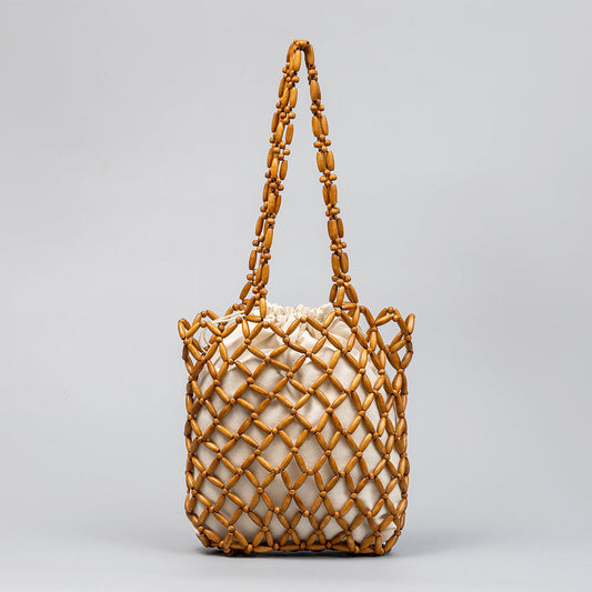 Wooden Bead Woven Handbags