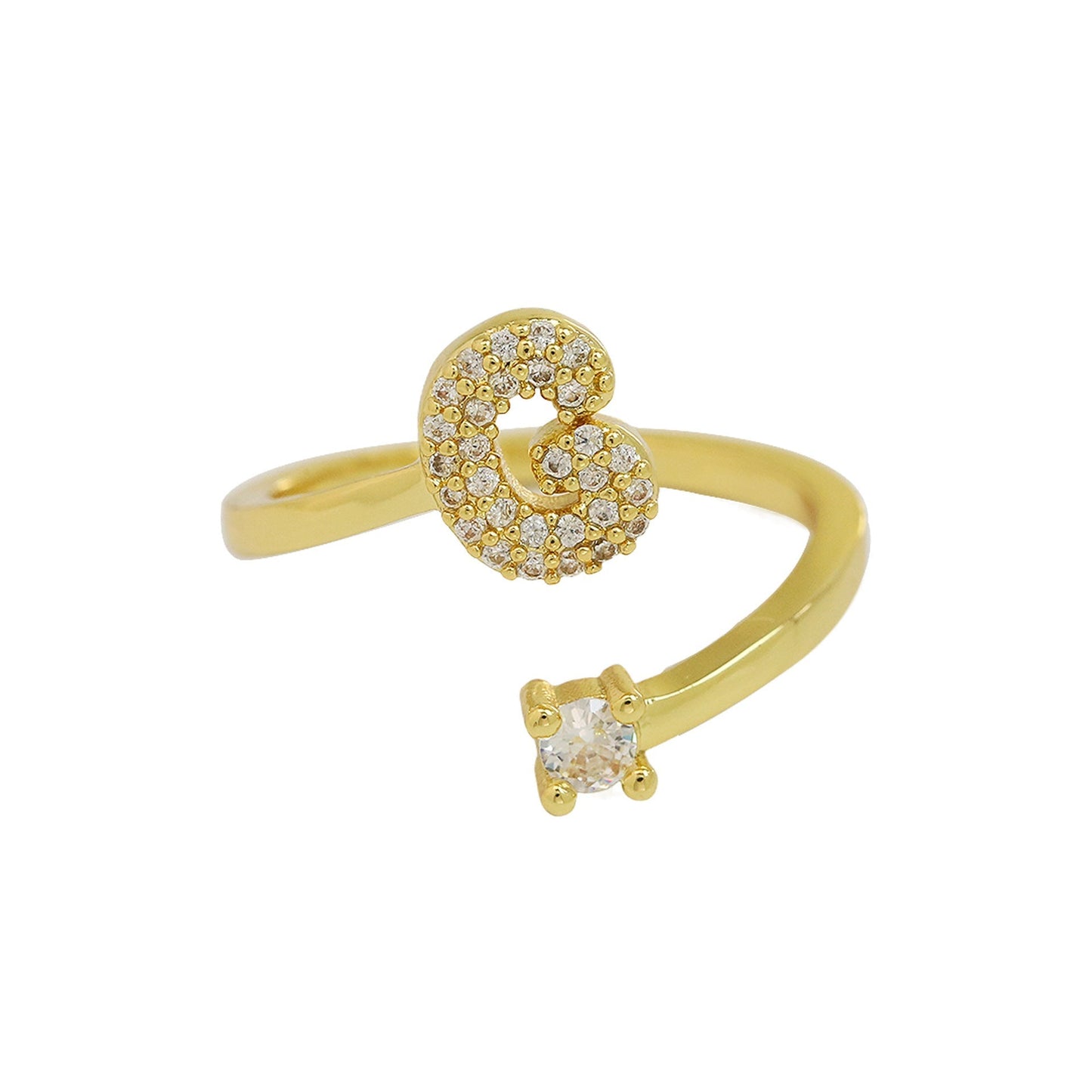 Letters A–Z Sparkling Zircon Adjustable Ring