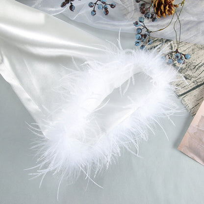 Sexy Feather Waist Tie Homewear Dress