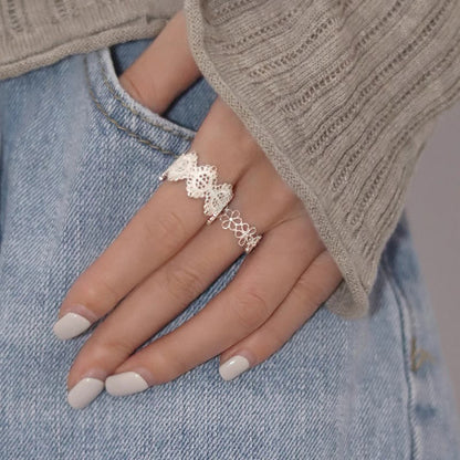 Vintage Lace Hollow Out Silver Rings