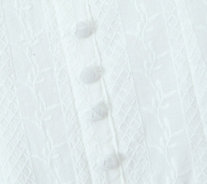 Solid Jacquard Square Neck Button-Up Mini Dress