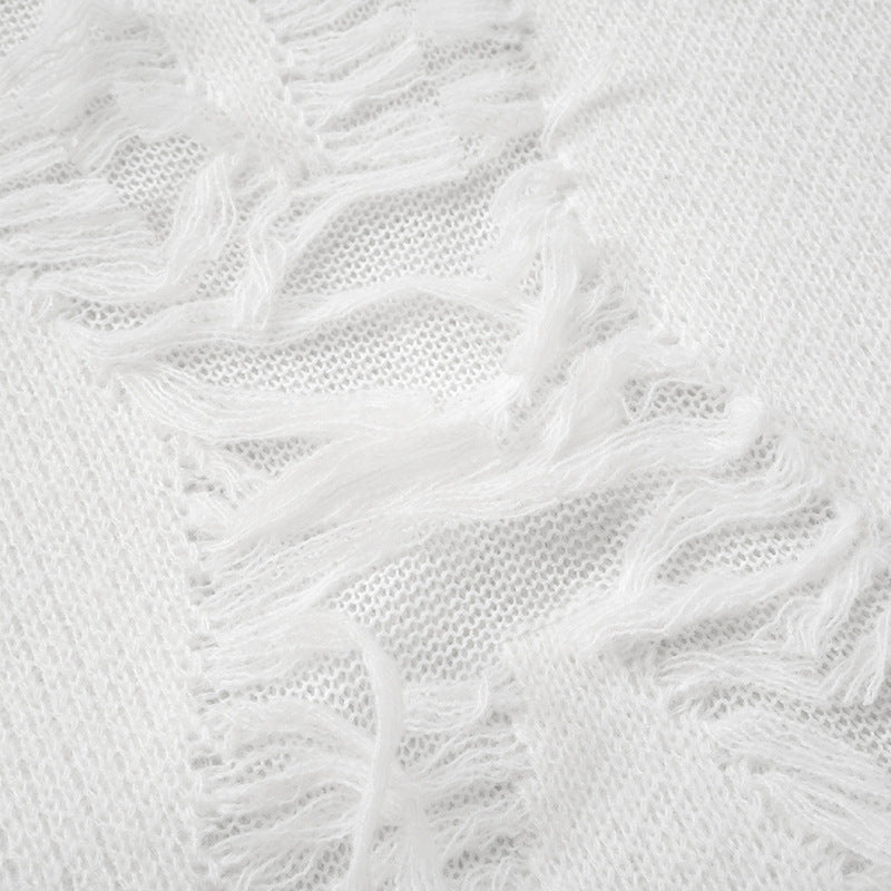 Vintage Loose Tassel Patchwork Pullover Sweater