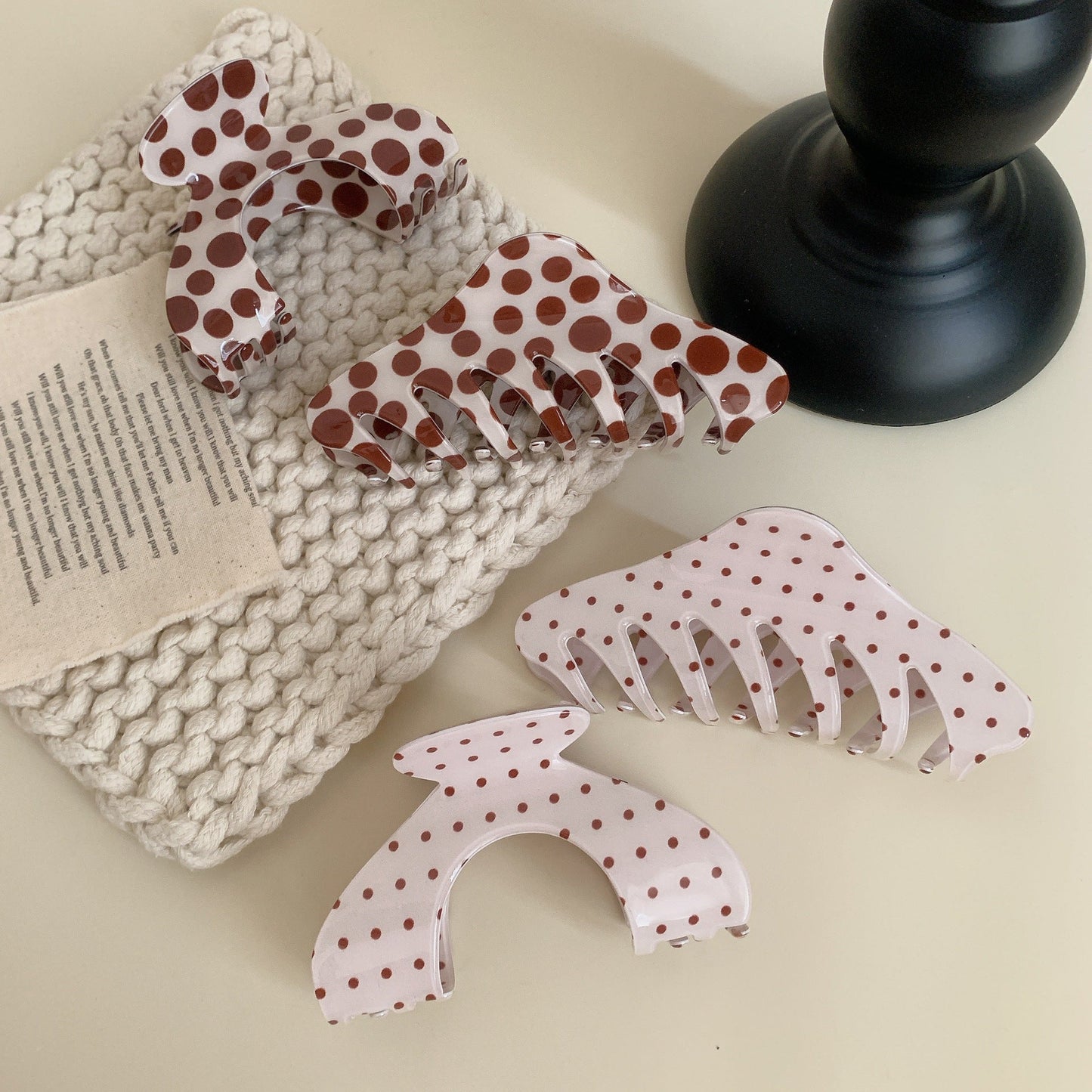 Simple Polka Dot Color Block Hair Claw