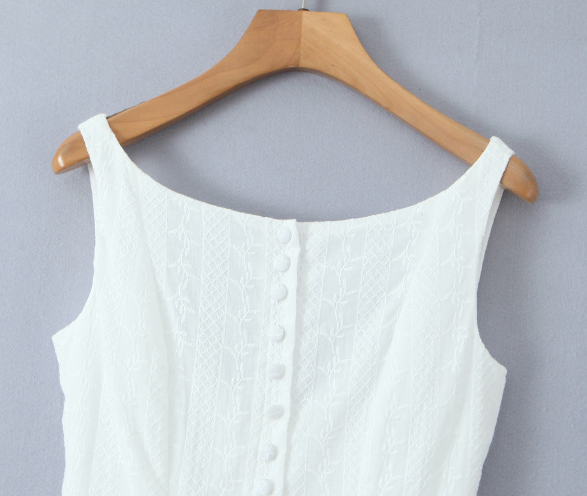 Solid Jacquard Square Neck Button-Up Mini Dress