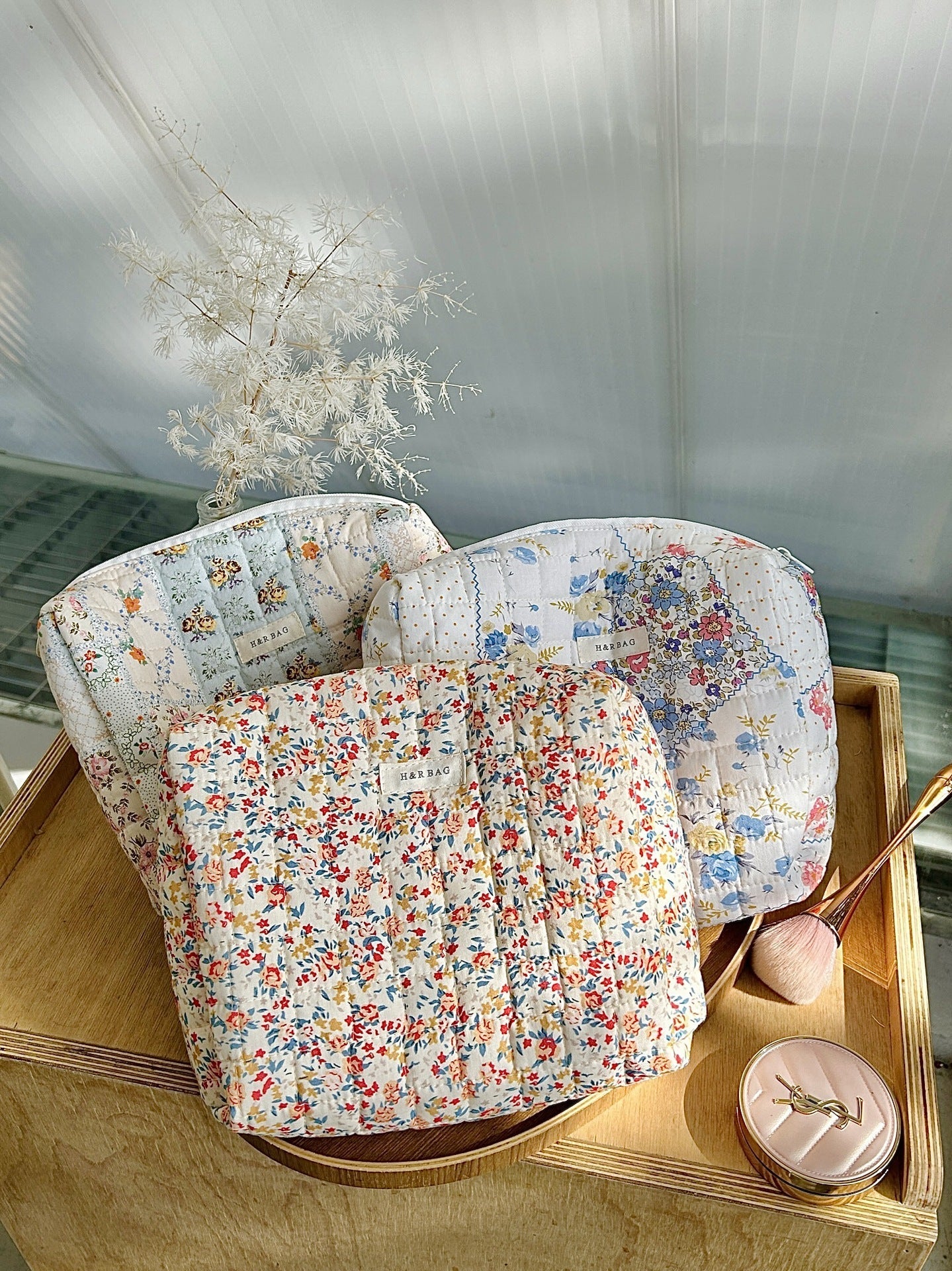 Floral Print Simple Sweet Coametic Bag