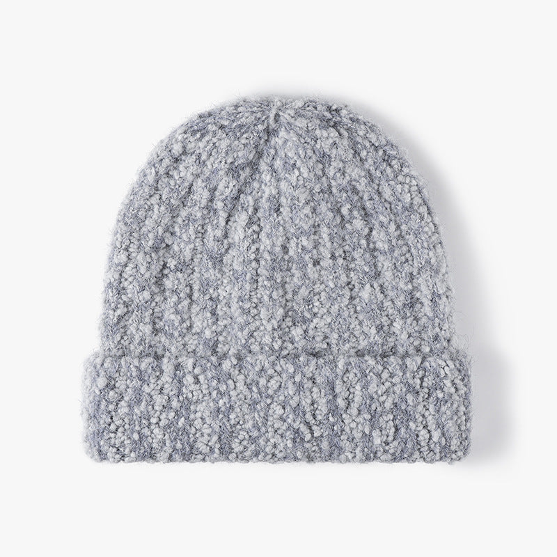 Simple Ribbed Knit Hat Padded Beanie
