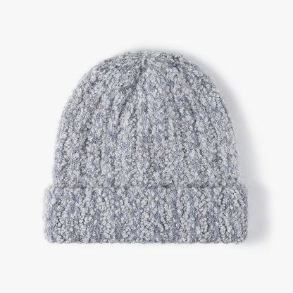 Simple Ribbed Knit Hat Padded Beanie