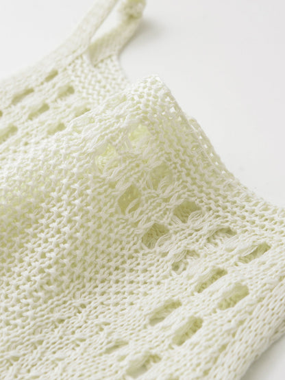 Jacquard Mesh Knit Sleeveless Mini Dresses