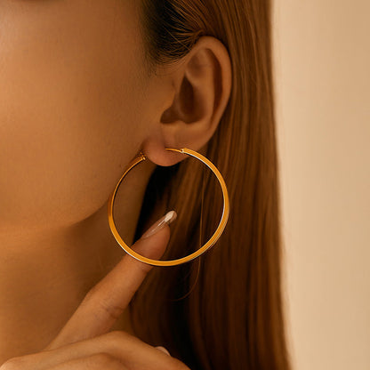 Gold Simple Punk Circle Hoop Earrings