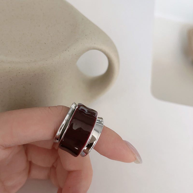 Elegant Enamel Double-Layer Open Ring