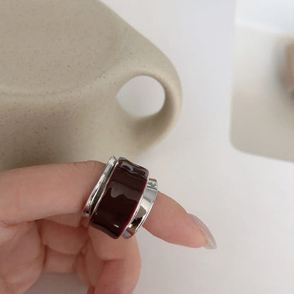Elegant Enamel Double-Layer Open Ring