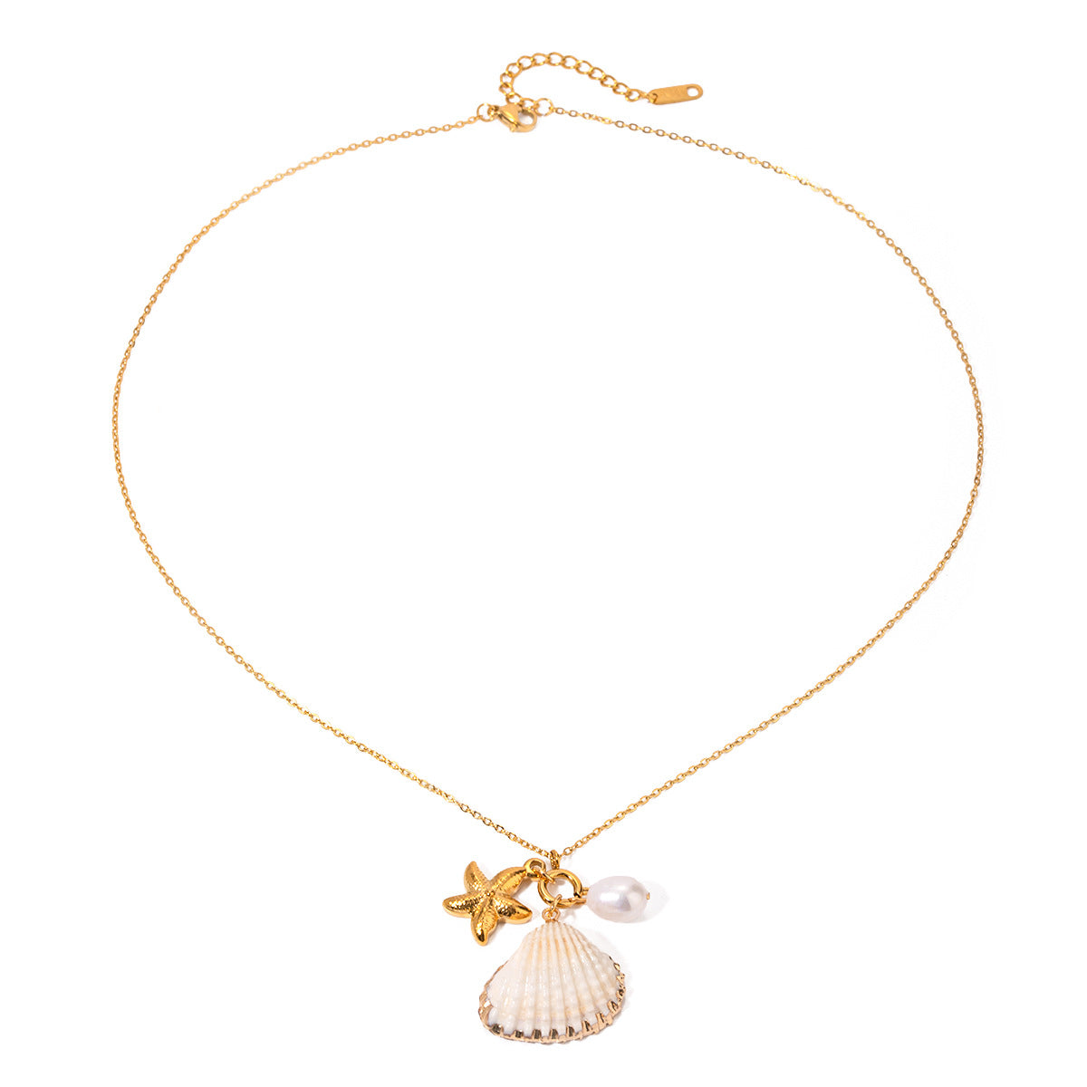 Pearl Starfish Shell Pendant Necklace