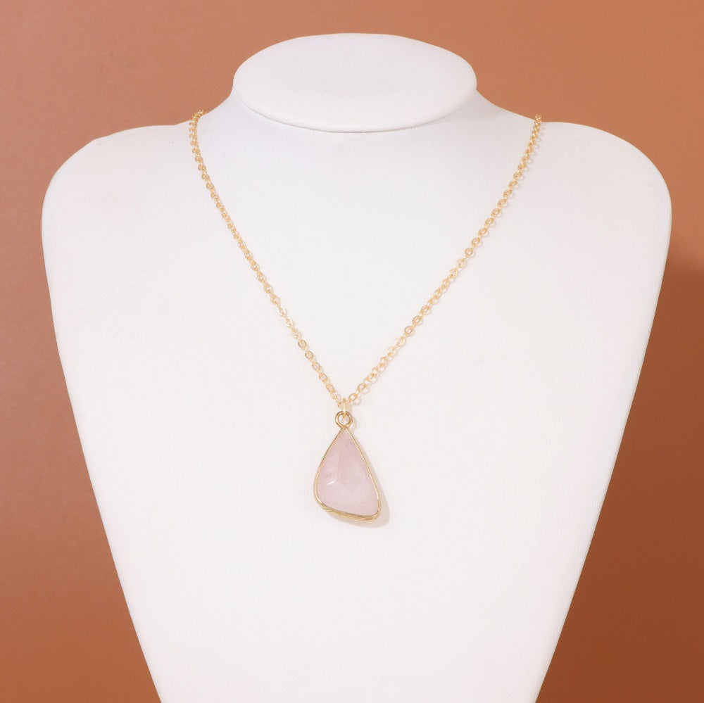 Irregiular Pink Crystal Pendant Simple Neckalces