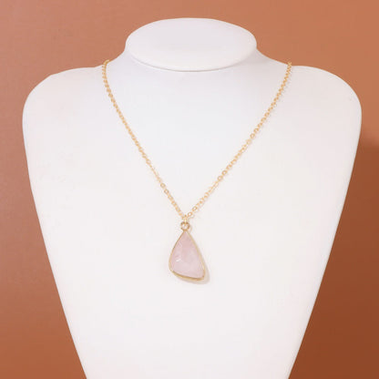 Irregiular Pink Crystal Pendant Simple Neckalces