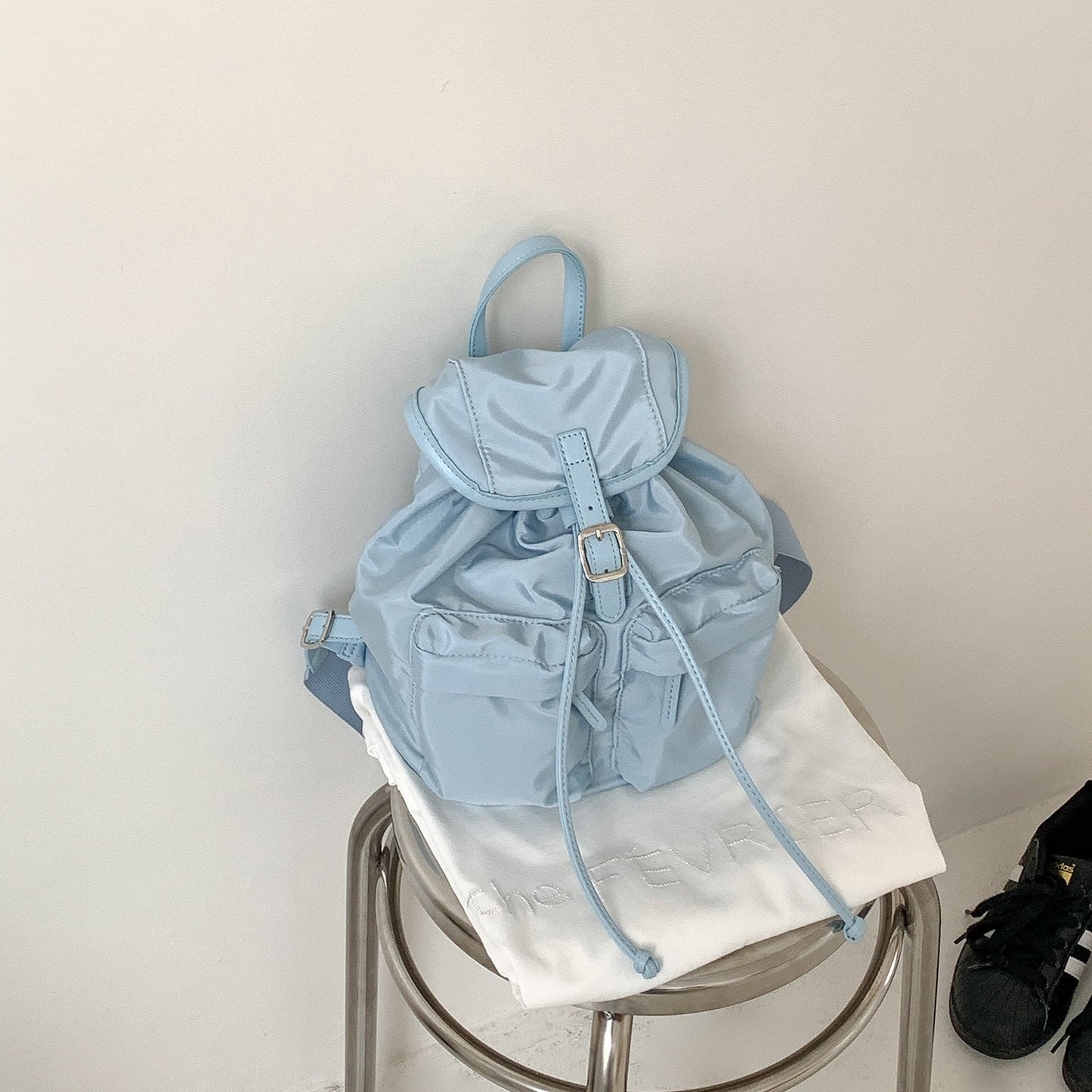 Solid Color Mini Nylon Drawstring Backpack