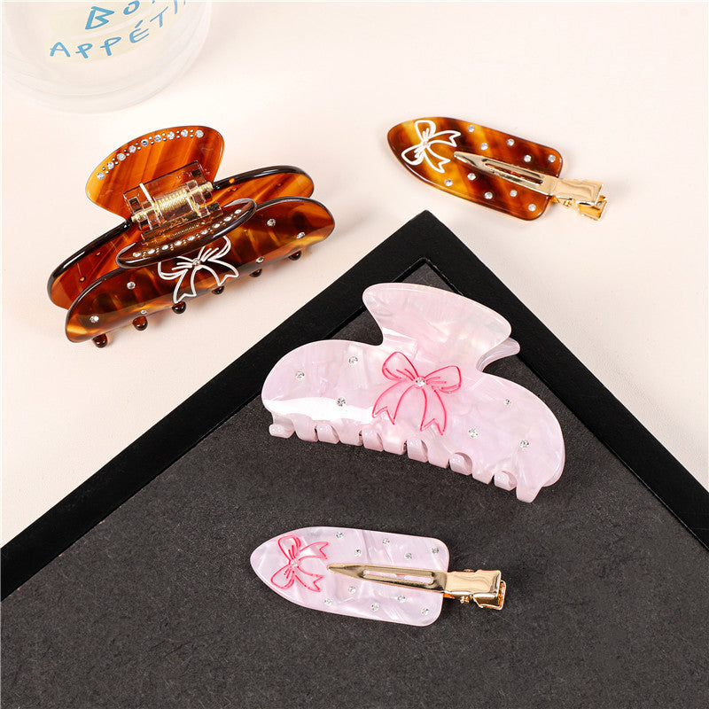 Elegant Bow Acetate Amber Claw Clip