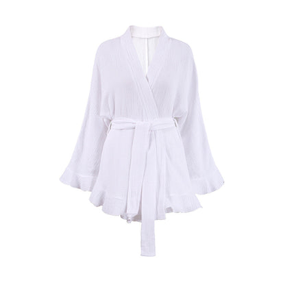 Flounce Solid Colid Sleepwear Sets