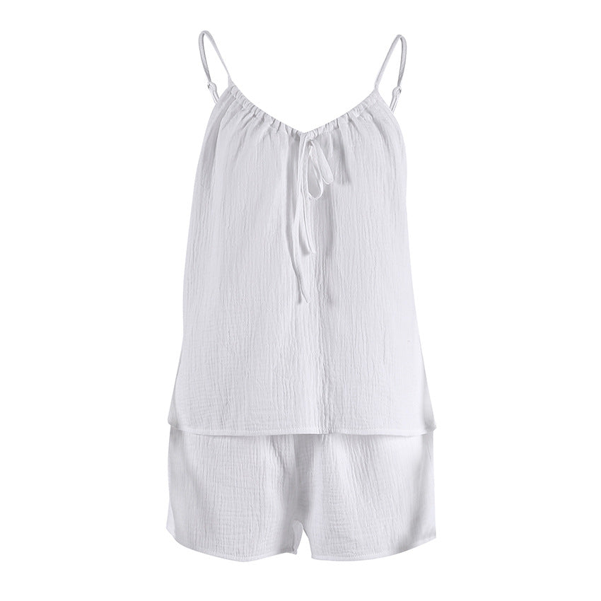White Loose Casual Sleepwear Sets