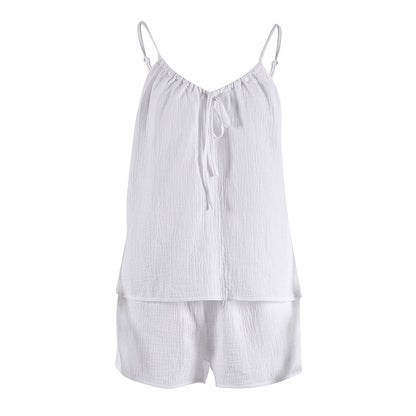 White Loose Casual Sleepwear Sets