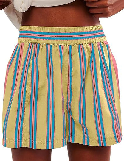 Striped High Waist Casual Shorts