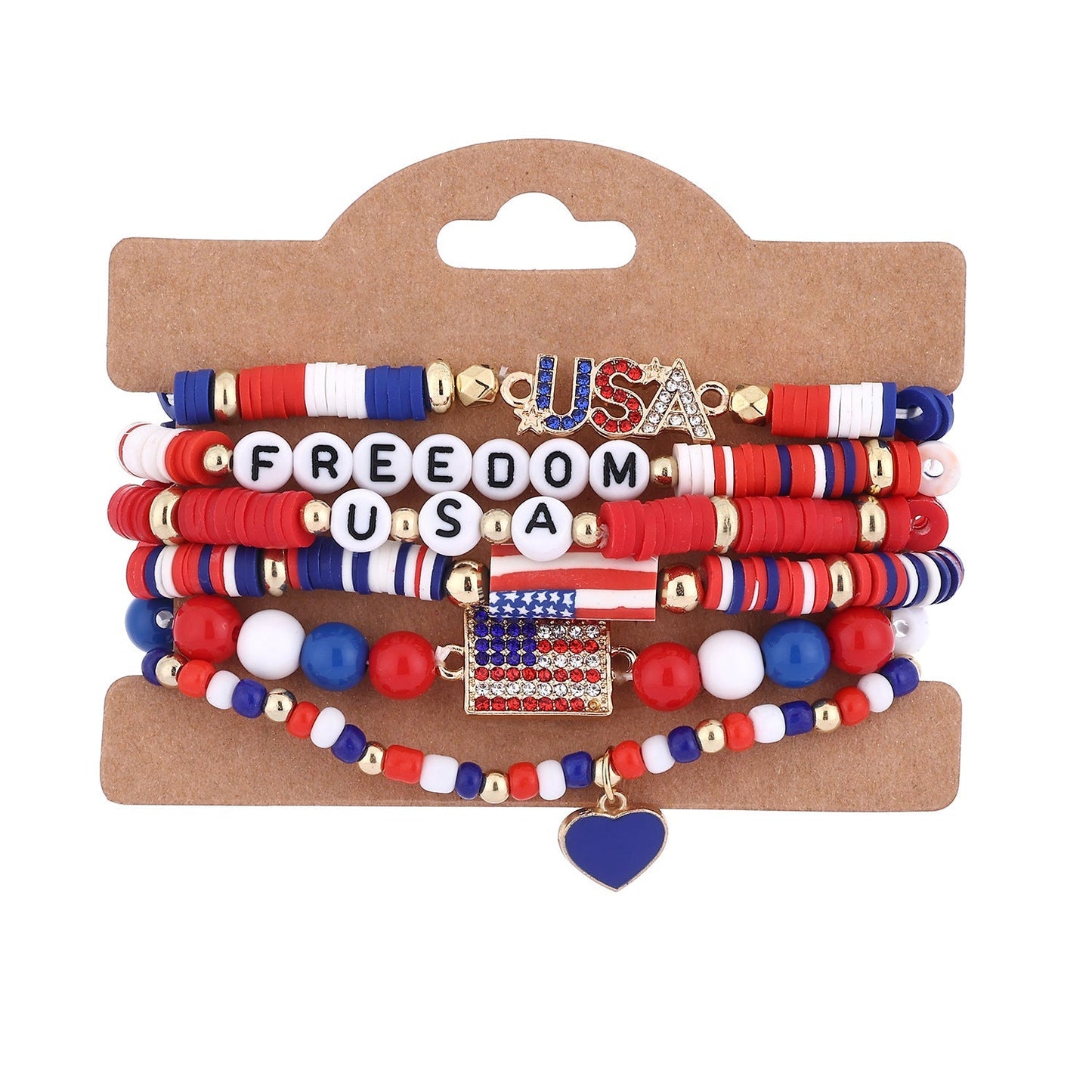 American Flag Multi-Layered Beaded Bracelet