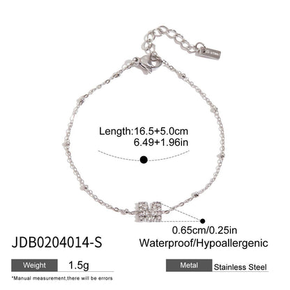 Stainless Steel Charm Linked Chain Strand Bracelet