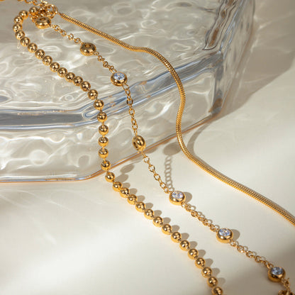 Multi-Layer Gold Plated Rhinestone Chain Bracelet