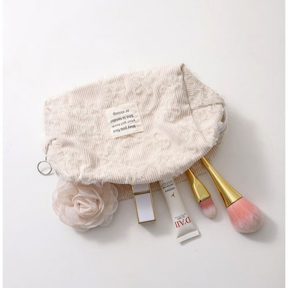 Lace Jacquard Portable Corduroy Cosmetic Bag