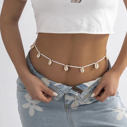 Vintage Bead Braided Shell Waist Chain